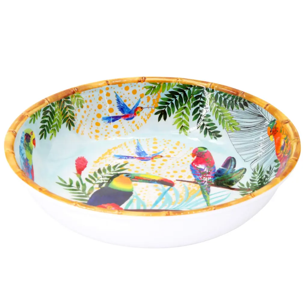 Grande assiette creuse en mélamine toucans - Ø 23 cm - Jardin de la Comtesse