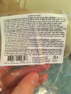 Sucette Chocolat Noir Sapin- Comptoir de Mathilde 