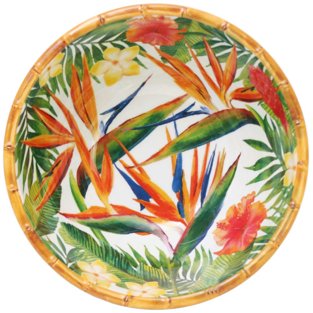 Grand saladier profond mélamine - Fleurs exotiques