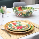 Grande assiette plate en mélamine pure - 28 cm - Fleurs exotiques
