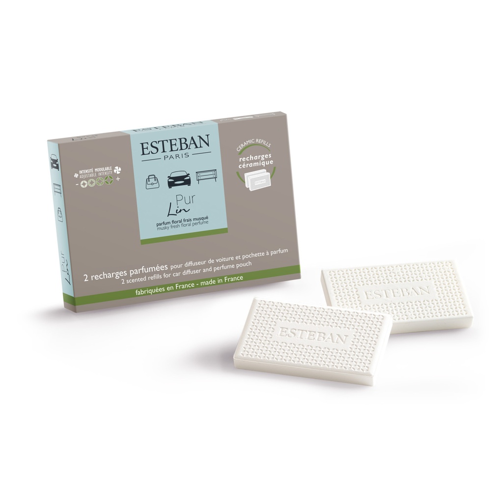 Recharge pour diffuseur de voiture et pochette à parfum pur lin