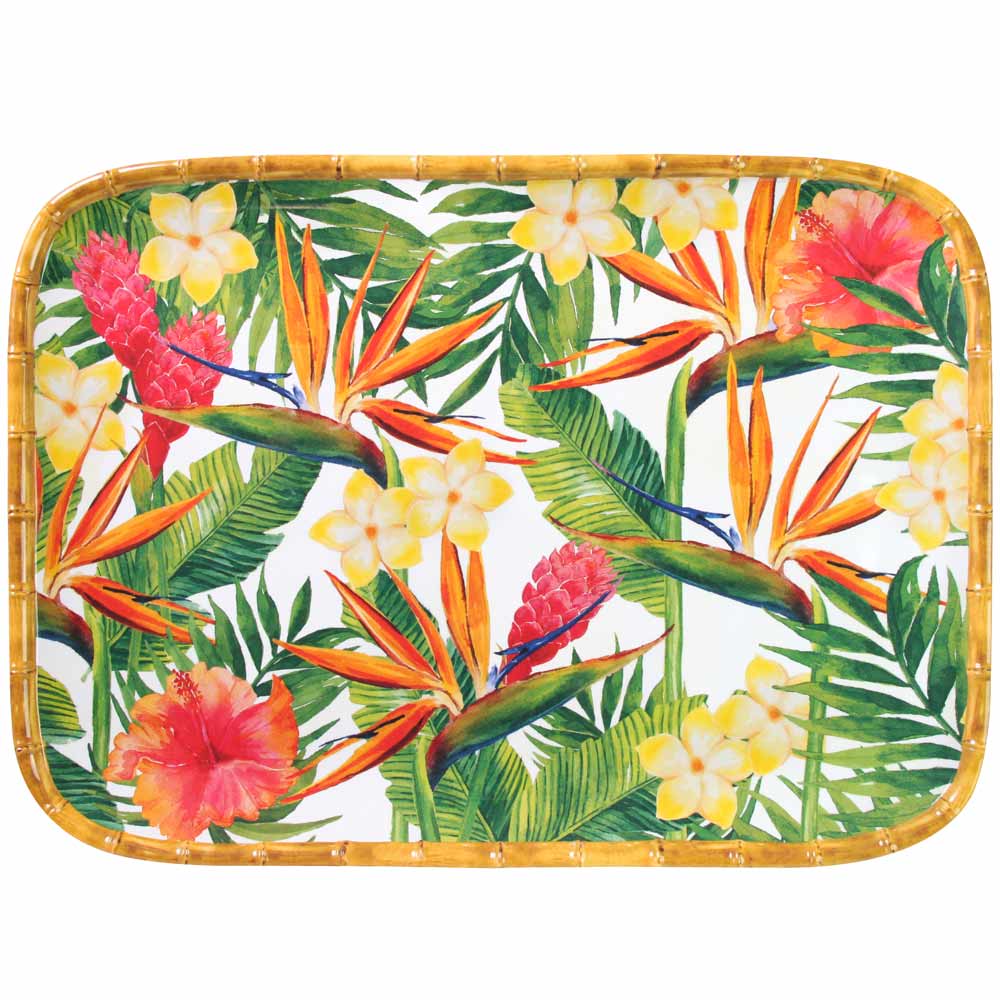 [MF-13MPB] Plateau rectangulaire fleurs exotiques - Les Jardins de La Comtesse