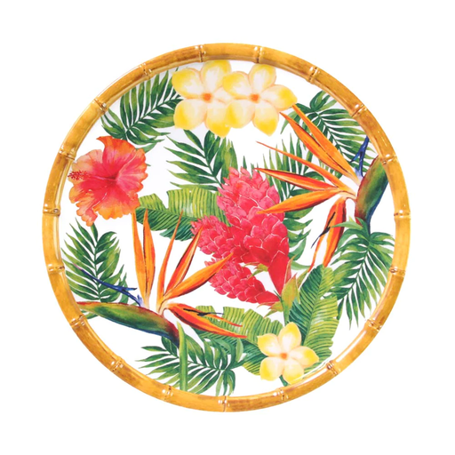 [MF-01AB] Petite assiette plate à dessert fleurs exotiques - Les Jardins de La Comtesse