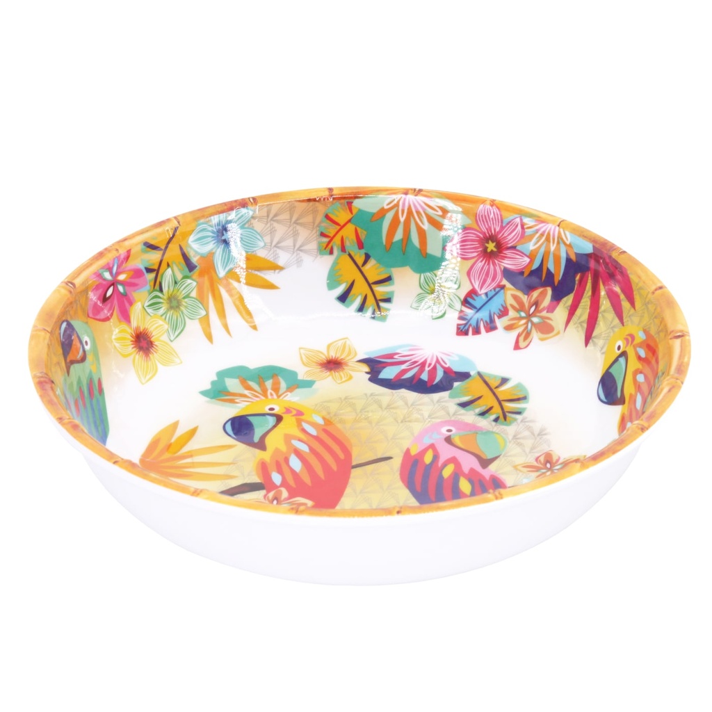 Grande assiette creuse perroquets de Bahia - Les Jardins de La Comtesse
