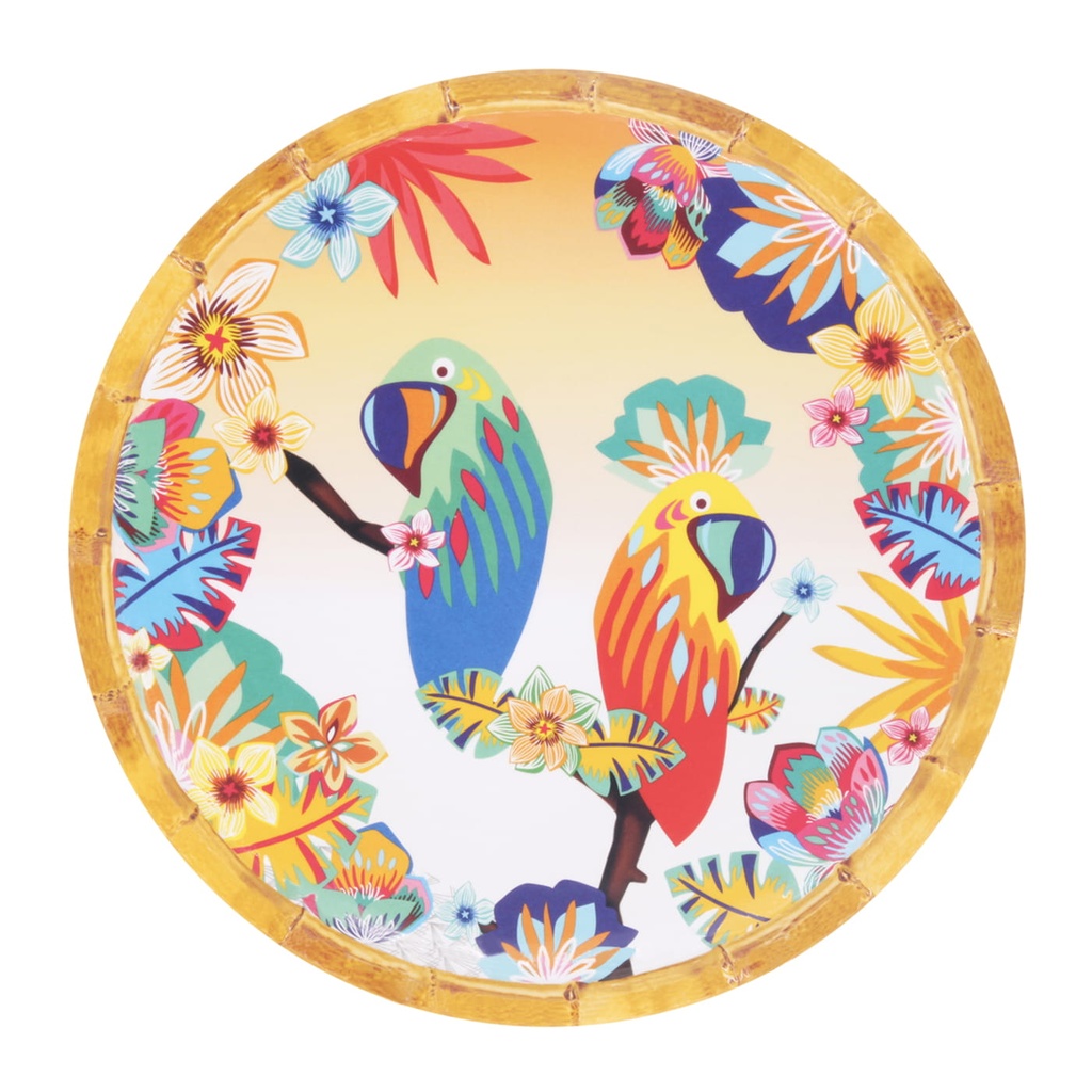 [MPE-01AB] Petite assiette plate à dessert perroquets de Bahia - Les Jardins de La Comtesse