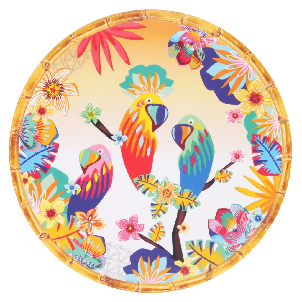 [MPE-02DB] Grande assiette plate perroquets de Bahia - Les Jardins de La Comtesse