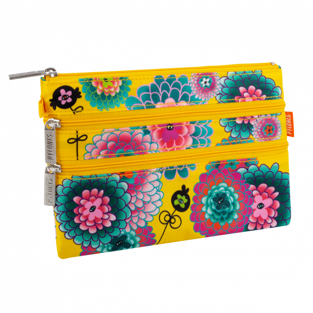 [37020DAH] Pochette 3 zips- Zip Pouch- Pylones  (Dahlia)