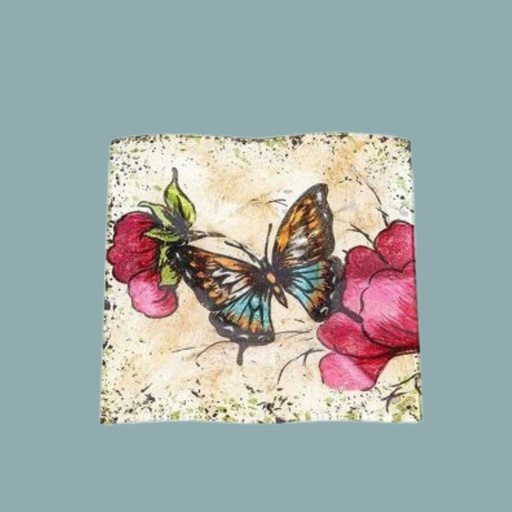 Assiette carrée papillons - Signes Grimalt  (Blanc)