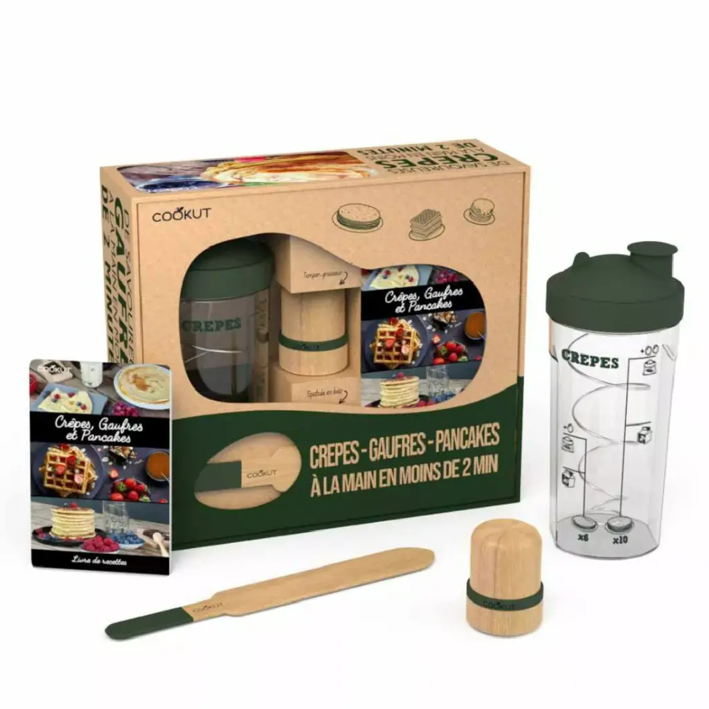 [MIAMCADVE] Coffret shaker à crêpes, pancakes, gaufres - Cookut (Verte)