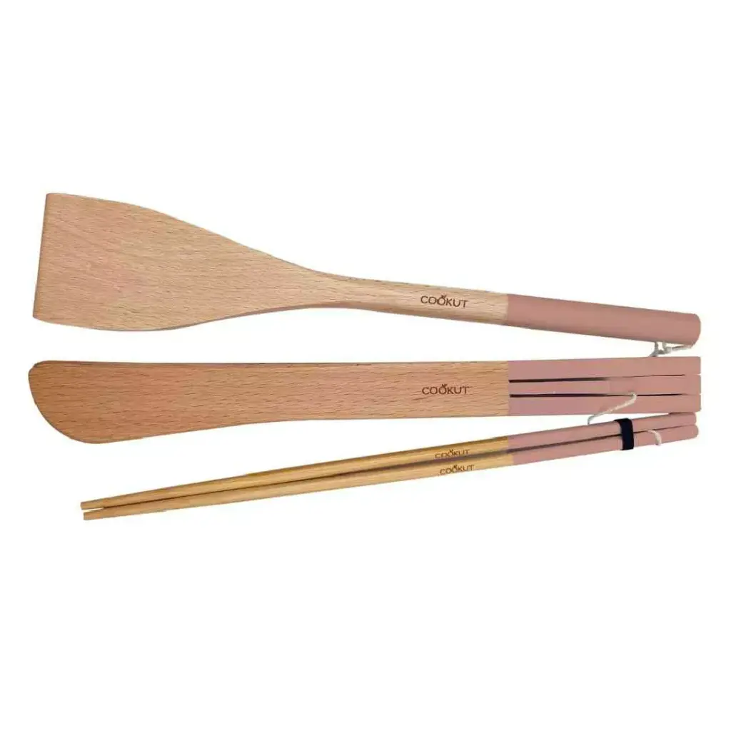 [MJU3RO] Set spatule, pince et baguette en bois - Cookut (Guimauve)