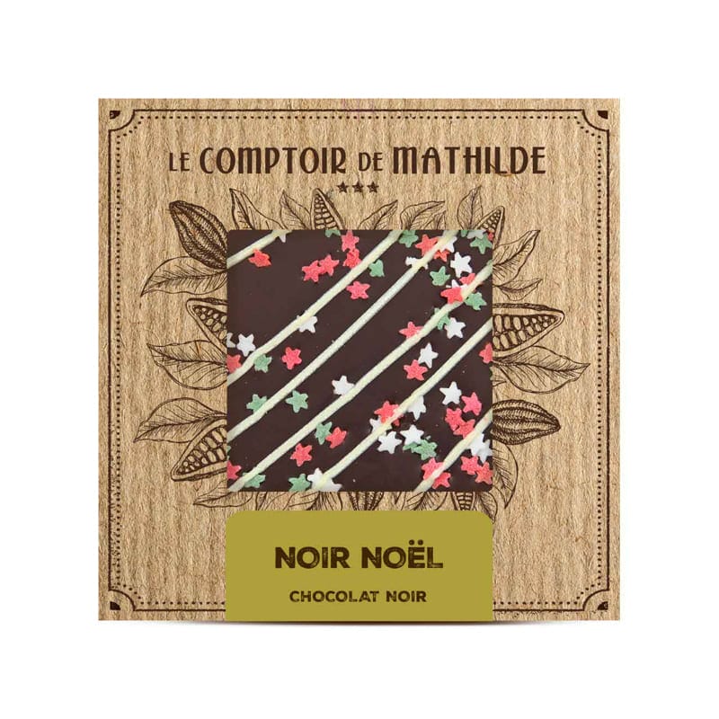 Tablette Chocolat Noir Rayures Noël - Le Comptoir de Mathilde