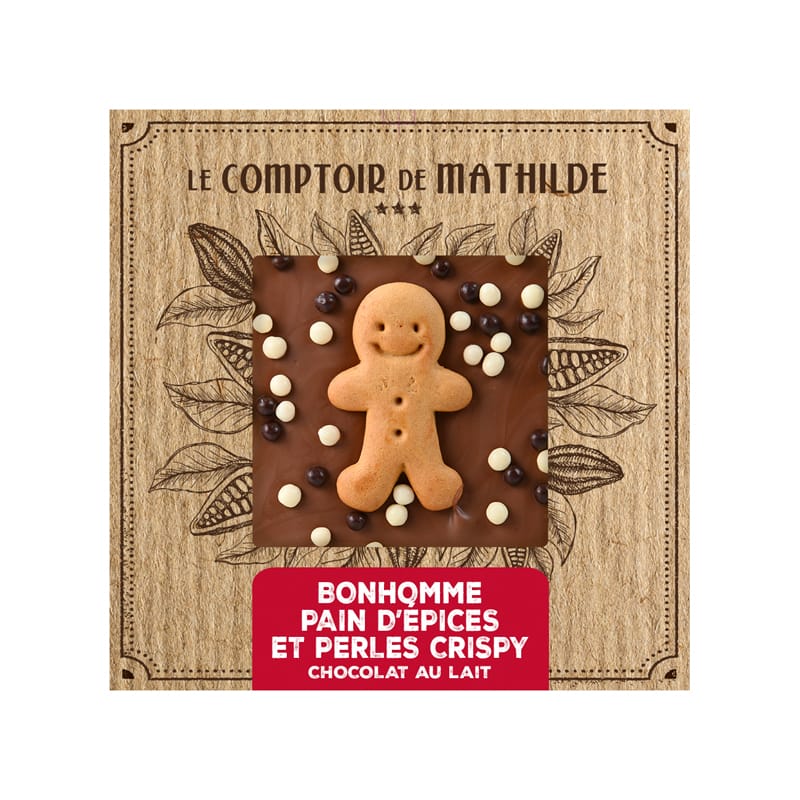 [TABPM0047] Tablette Chocolat Lait Bonhomme Pain D'épice - Le comptoir de mathilde