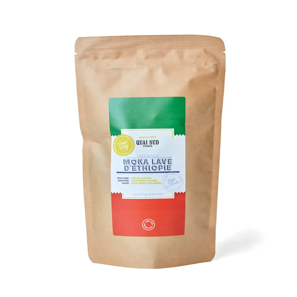 [1KMOLA250V] Café Moka Sidamo Lavé d'Éthiopie - Quai Sud (Moulu)