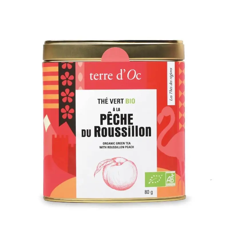 [TOTHTREPEC080A] Thé vert à la Pêche du Roussillon Bio - Terre D'oc  