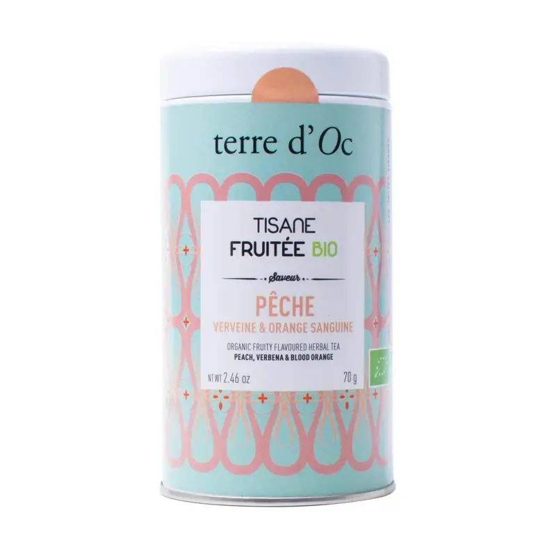 [TOTFRPO080] Tisane Pêche, Verveine & Orange Sanguine  - Terre d'Oc (Boîte 70g)