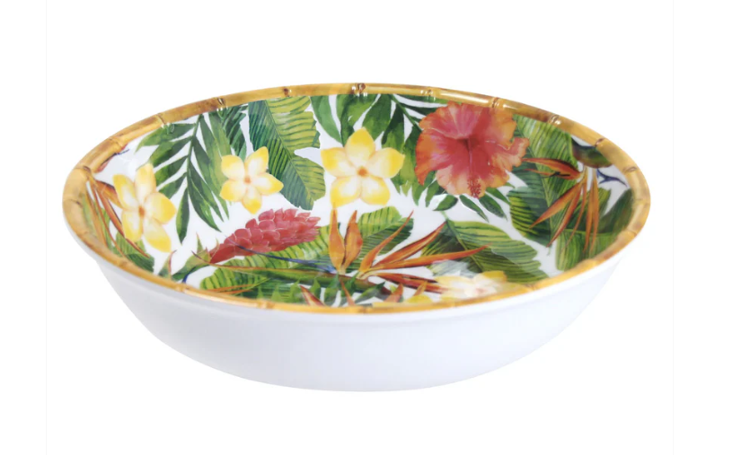 [MF-15SB] Grande assiette creuse fleurs exotiques - Les Jardins de La Comtesse 