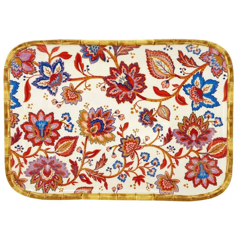[MJA-13MPB] Plateau rectangulaire fleuris Jaipur - Les Jardins de la Comtesse