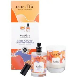Coffret bougie parfumée et parfum d'ambiance Nerolina - Terre d'Oc