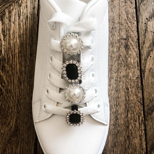 [BIJOUX-01] Paire de bijoux de chaussures Noir et Blanc - Furious Laces