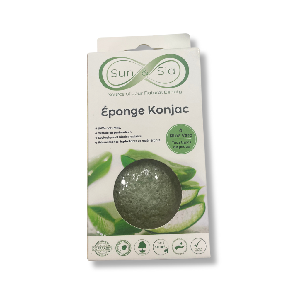Éponge Konjac tous types de peaux à l'Aloe Vera - Sun chine