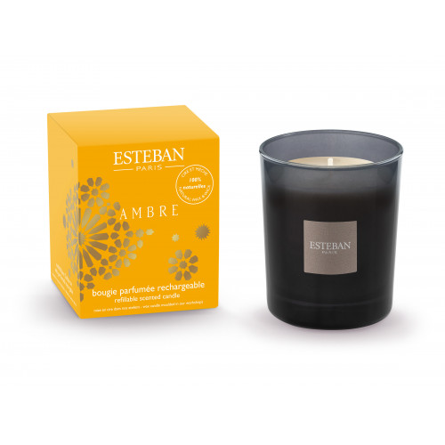 [AMB-075] Bougie parfumée Initiale rechargeable - Esteban (Ambre)