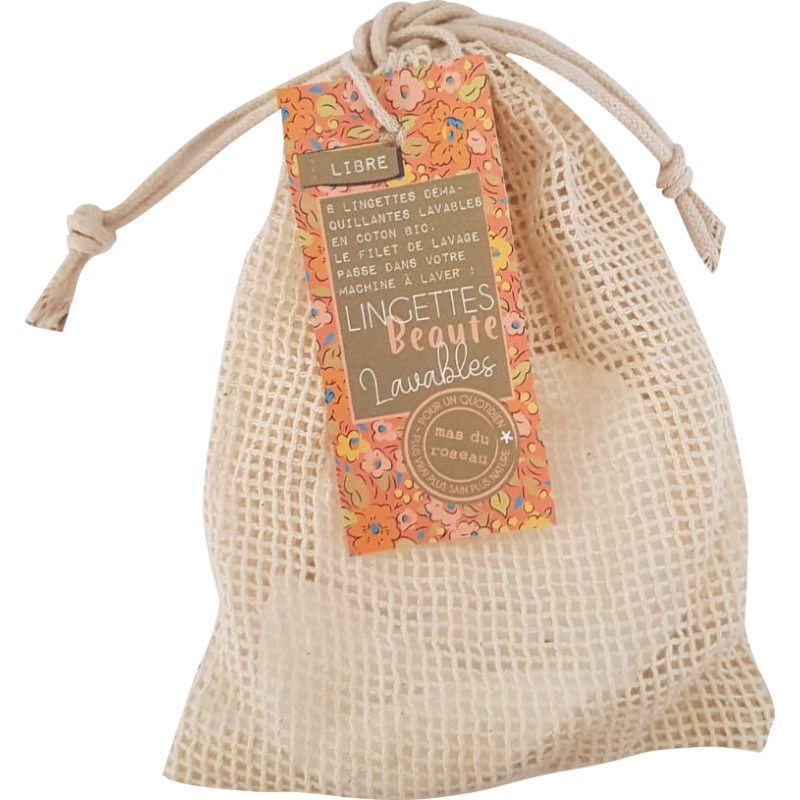 [14106] 6 lingettes démaquillantes lavables en coton bio - Mas du Roseau