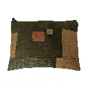 Pochette Zippe toile bicolore Kaki et Marron - Country Casa