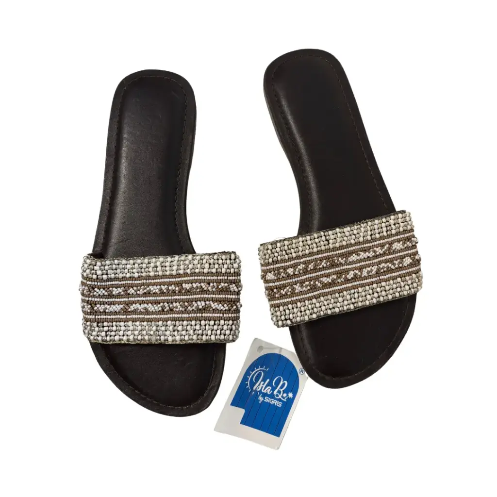 Sandales en cuir perle marron - Signes Grimalt 
