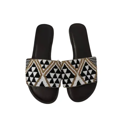 Sandales en cuir perle noir - Signes Grimalt 