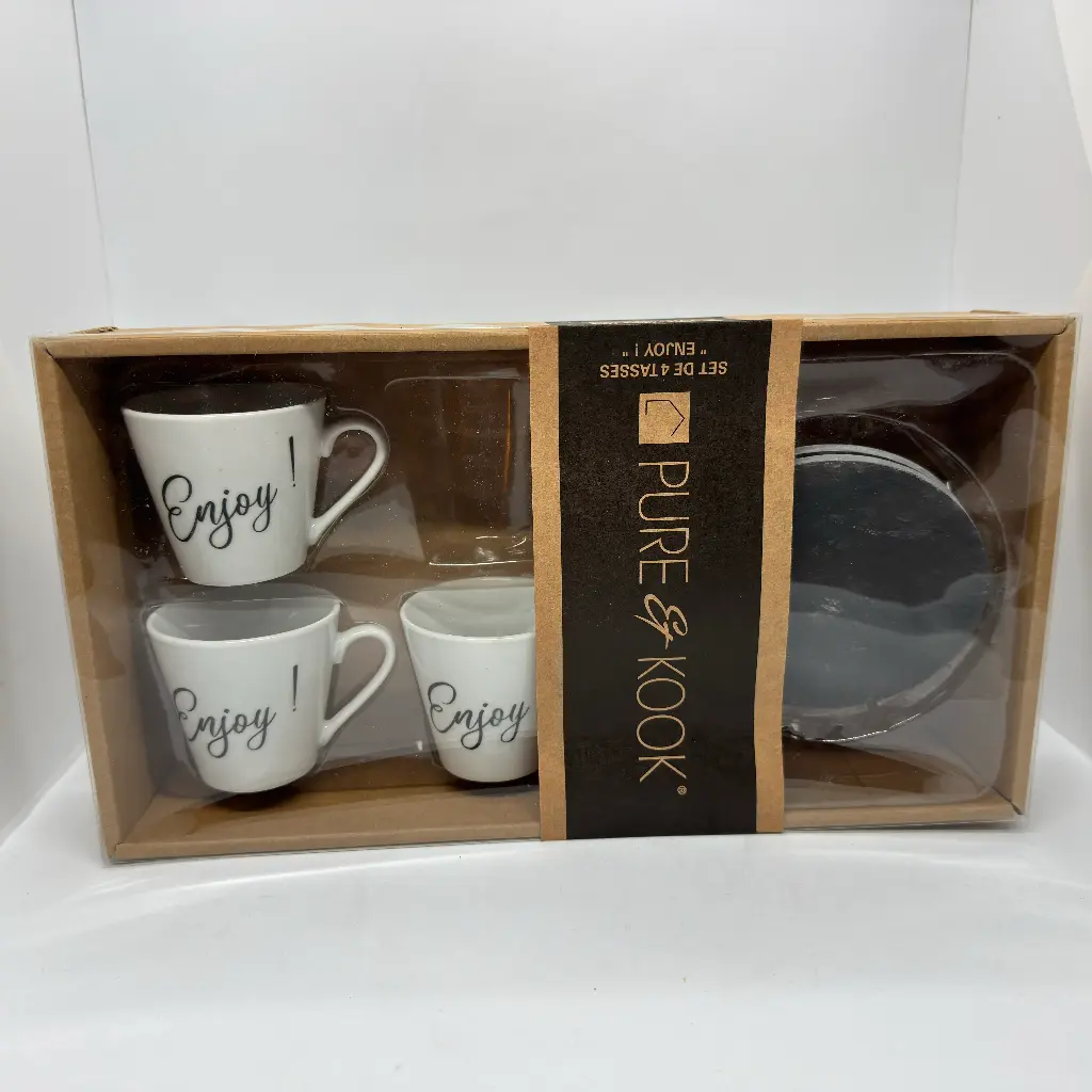 Set de 4 Tasses "Enjoy" - Pure & Kook 