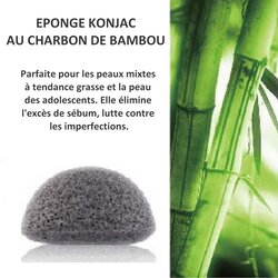 [0350251] Eponge Konjac 100% Naturelle Enrichie Au Charbon De Bambou - Sunchine