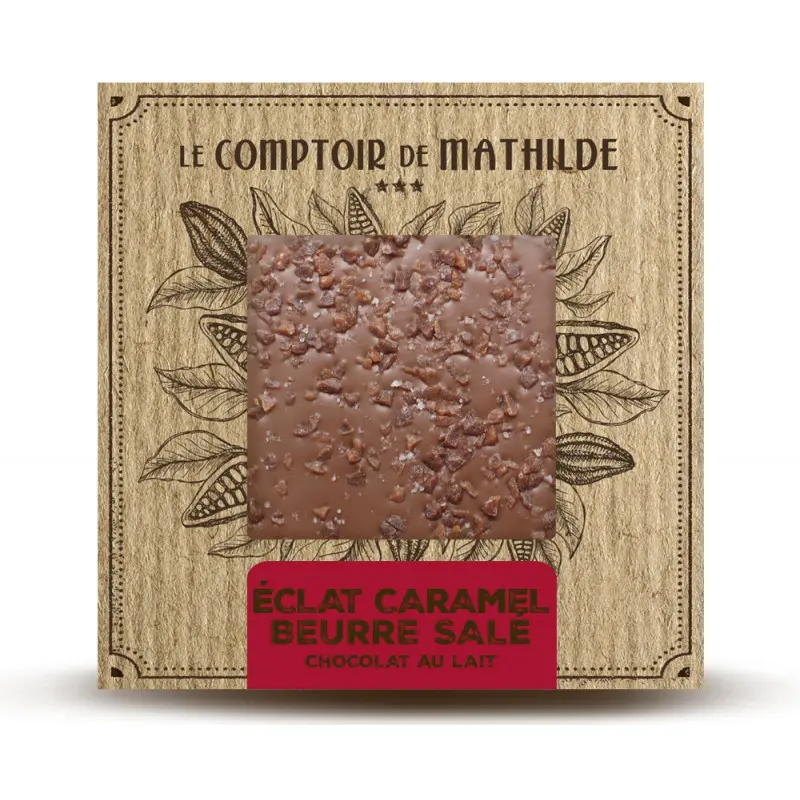 Tablette Chocolat au Lait Éclat Caramel au Beurre Salé - Le Comptoire de Mathilde