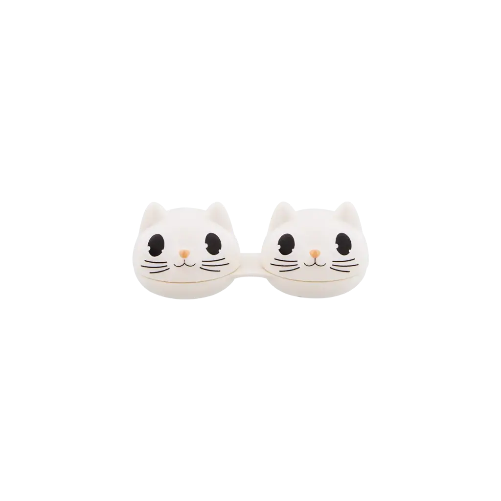[40539 WH] Étui à lentilles Chat - Matou vu -Pylones (White cat)