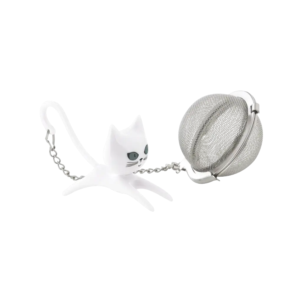 [35995 WH] Boule à Thé Chat - Pylones (White cat)