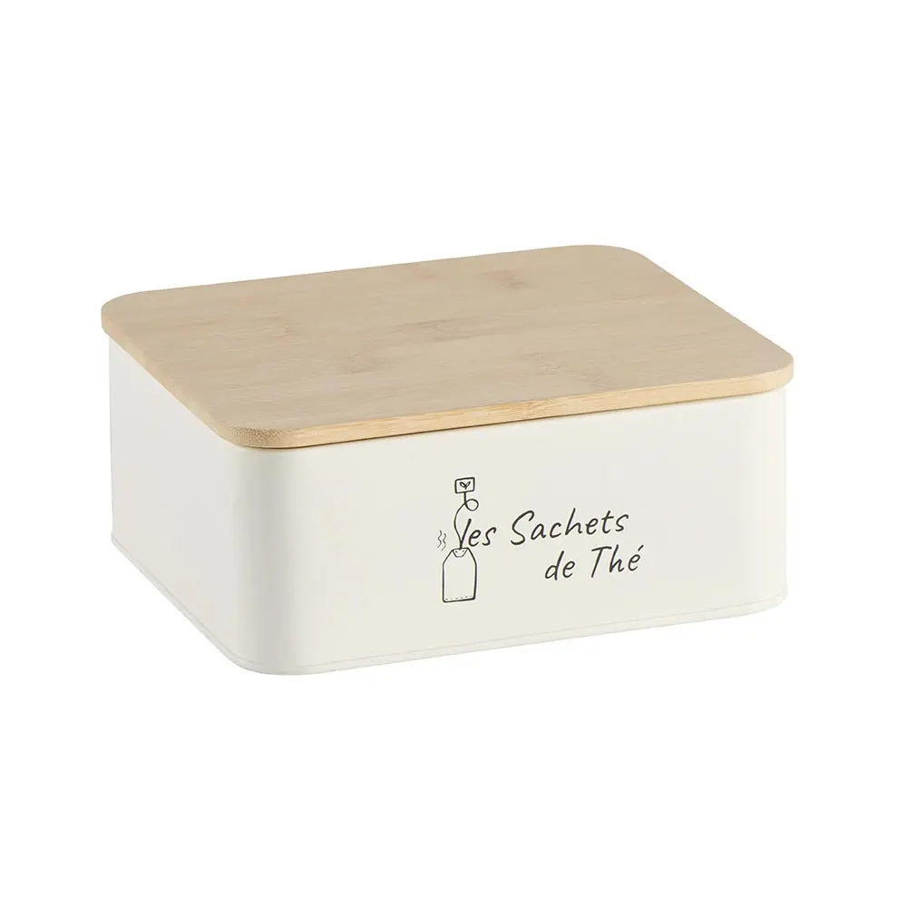 Boîte à thé rectangulaire 6 compartiments en métal - Country Casa