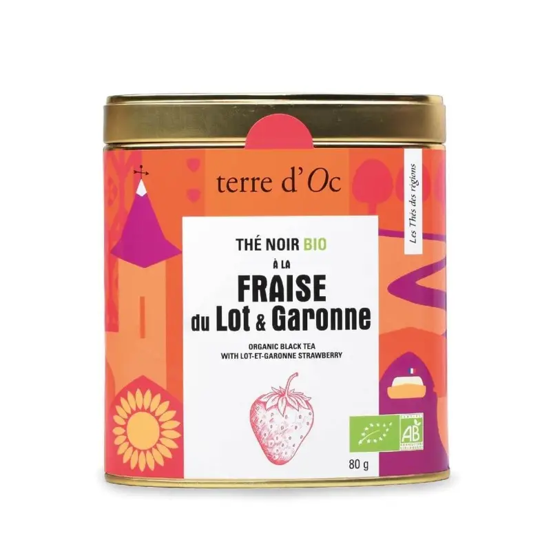 Thé noir bio -Fraise du Lot et Garonne - Terre D'oc