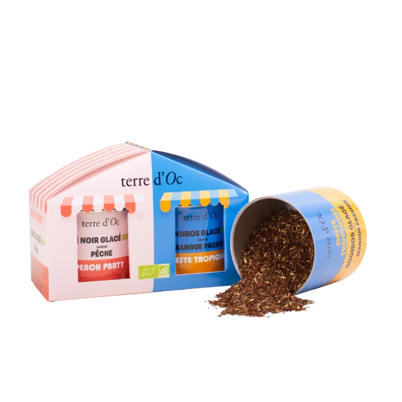 [TOTGLCF415] Duo de Thés Glacés Bio en Vrac – Pêche & Mangue Passion - Terre D'oc