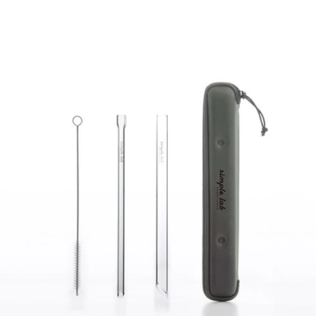 Set de 2 pailles en verre borosilicate et goupillon – Essento  by Simple Lab