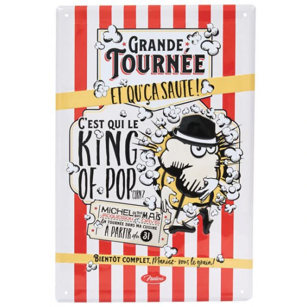 Plaque métal KING OF POP’CORN - Natives