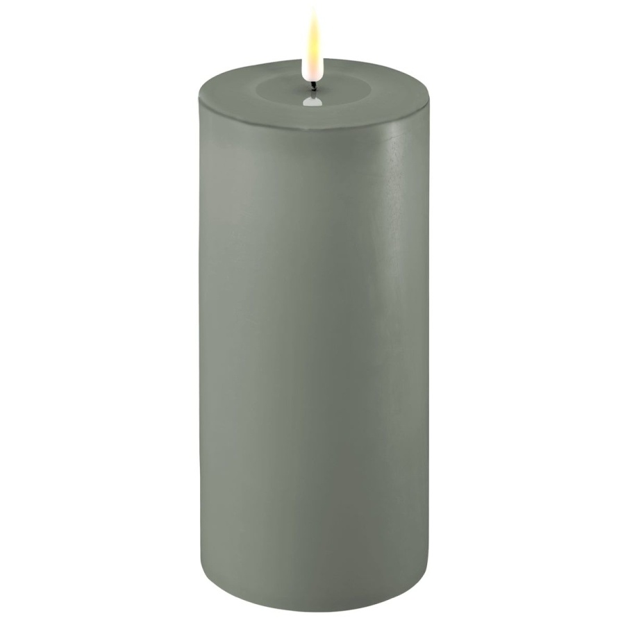 LED Bougie pilier Vert poussiéreux - DELUXE