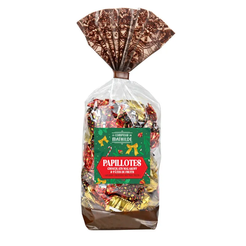 Sachet Papillotes Assortiment Chocolats Lait/Noir & Pates De Fruits - Le Comptoir de Mathilde