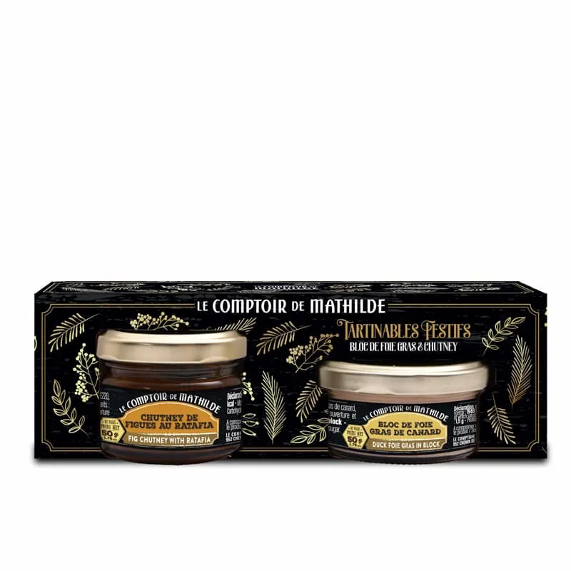 [COFSA0036] Coffret Duo Bloc De Foie Gras De Canard Et Chutney De Figue Au Ratafia - Comptoir de Mathilde