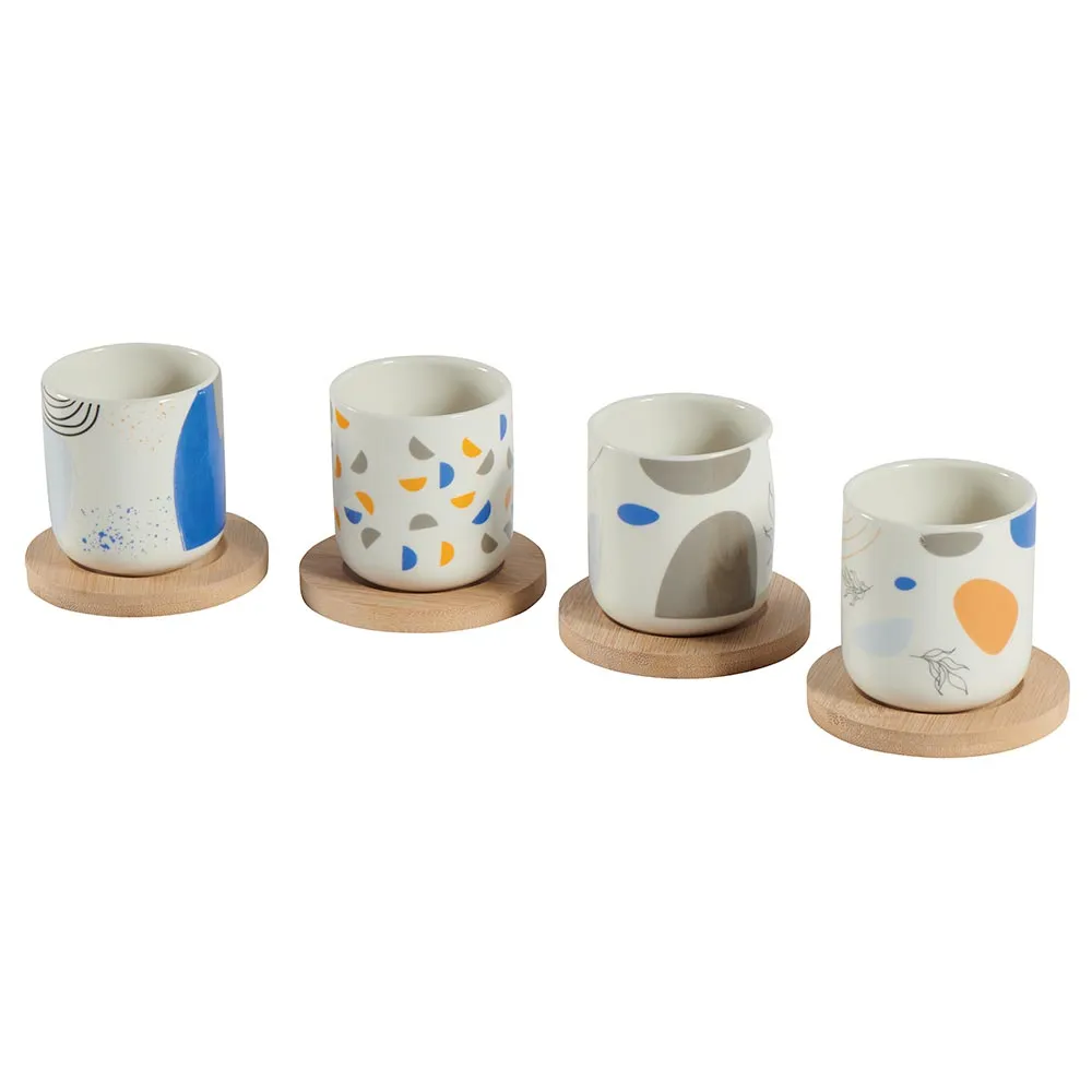 Tasses à café set de 4 sous-tasse en bambou - Country Casa