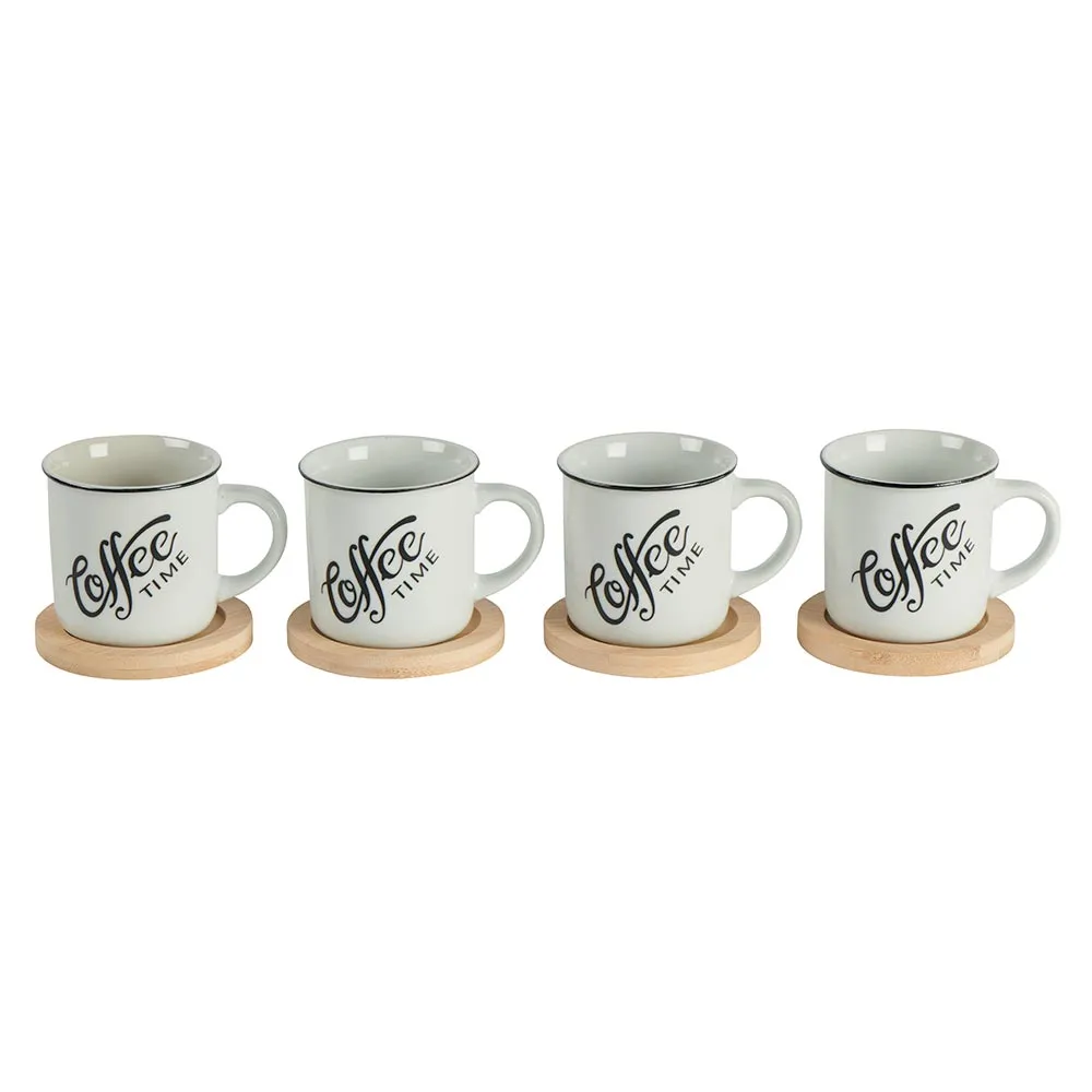 Tasses à café porcelaine et bambou - Country Casa