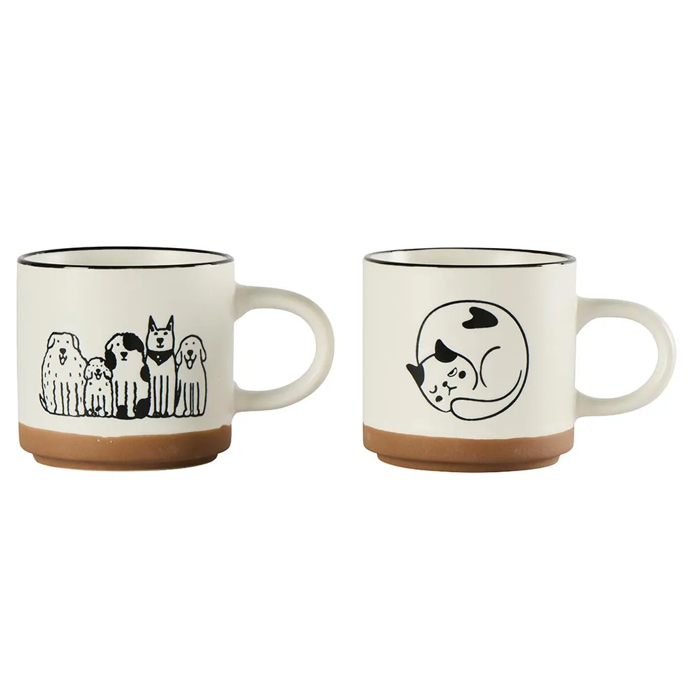 Coffret de 2 mugs motifs chiens/chat - Country Casa