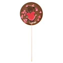 Sucette Chocolat Noir Ourson Cœurs Roses - Comptoir de Mathilde