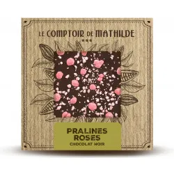 Tablette Chocolat Noir Pralines Roses - Comptoir de Mathilde
