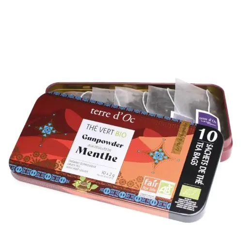 [TOTHOBN108] Boite nomade thé vert menthe Gunpowder - Terre d'Oc