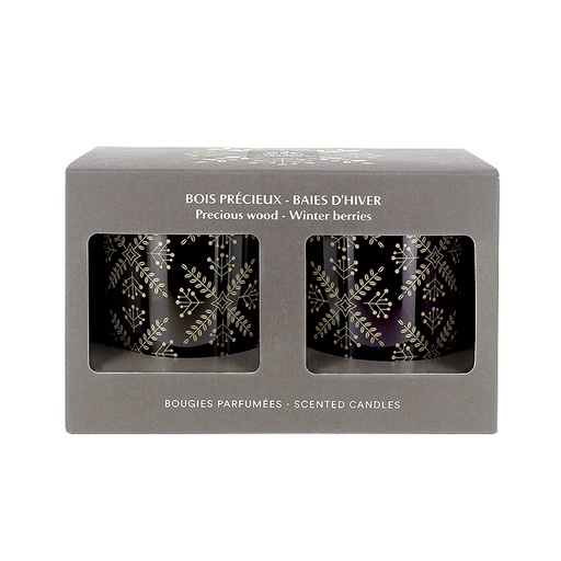 Coffret de deux bougies - bois précieux et baies d'hiver