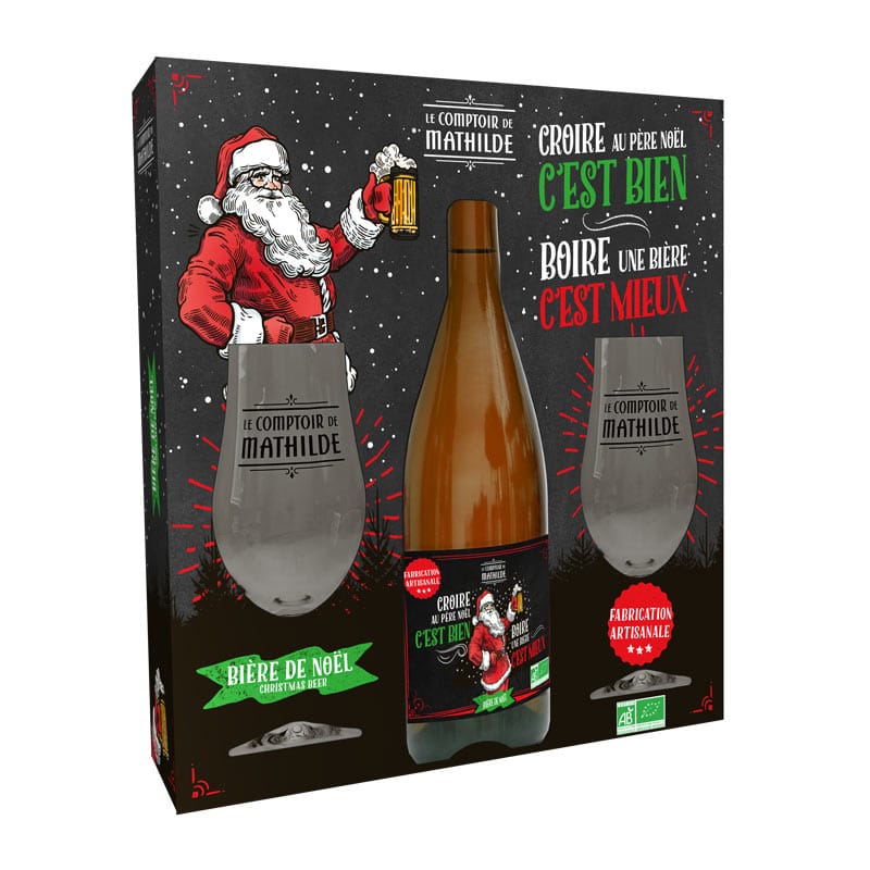 Coffret bière bio de noël + 2 verres - Le Comptoir de Mathilde